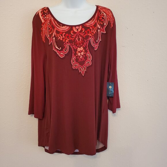 JM Collection Women's Long Knit Top Scoop Neck 3/4 Sleeve Size XXL. - Picture 2 of 11